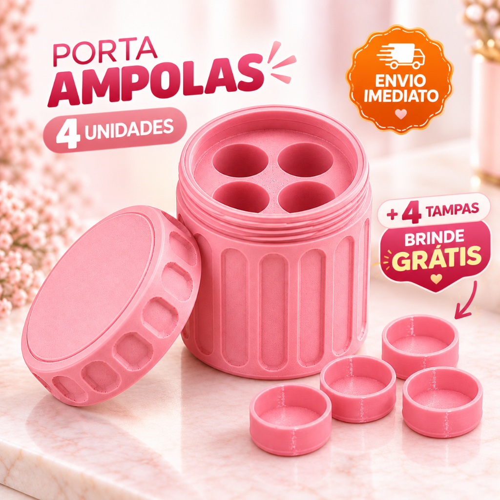 Porta 4 Ampolas 3ml 5ml tizer Estojo Organizador Seguro + 4 Tampas Grátis Proteção