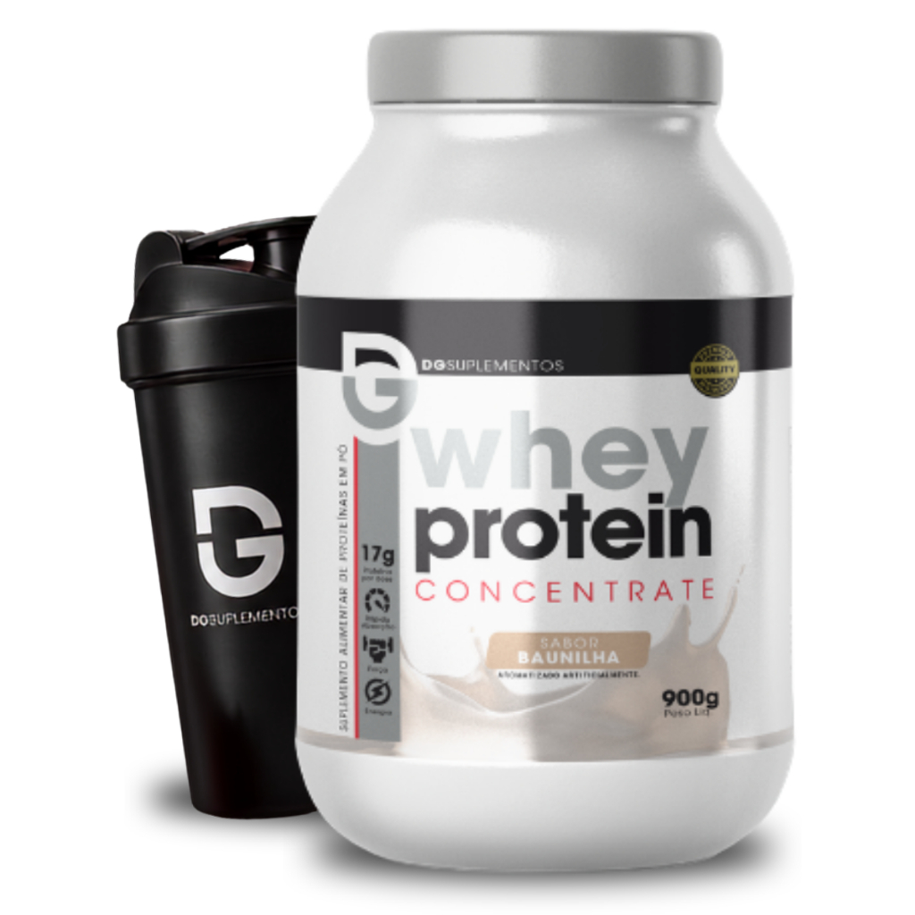Kit Whey Protein Concentrate 900g Coqueteleira 600ml DG Labs