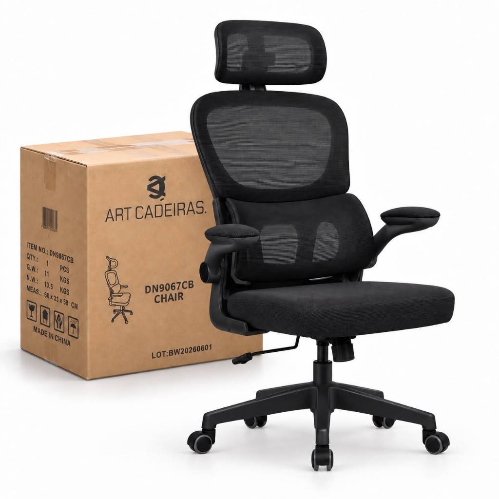 Cadeira Escritório Giratória Ergonômica Preto - Conforto e Mobilidade
