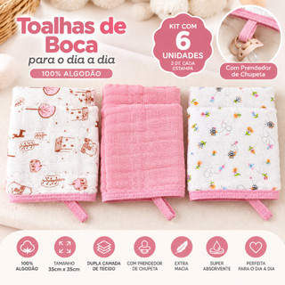 Kit  6 Pano de Boca Paninho Soft 100% Algodão Alta absorção Enxoval Infantil
