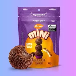 Mini Brigadeiro Zero Açúcar Sem Glúten Chocolate Cacau Flormel com 60g
