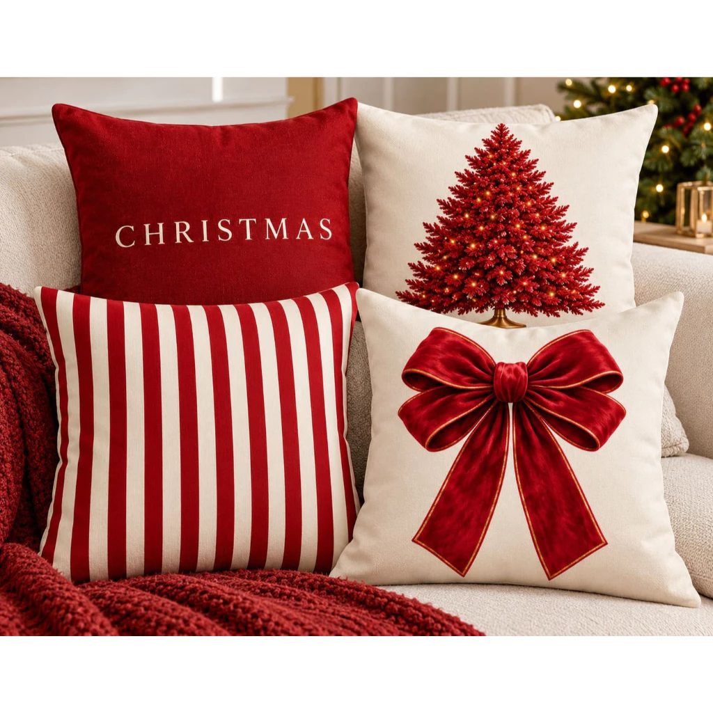 Kit 04 Capa De Almofada 45cm x 45cm Decorativa Natal Areia — imagem 1