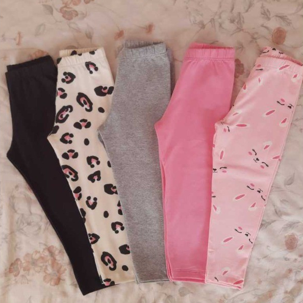 Kit 5 ou 3 calças Legging Infantil Cotton Algodão Menina Atacado Escolar Confortável e Flexível Lisas Estampadas
