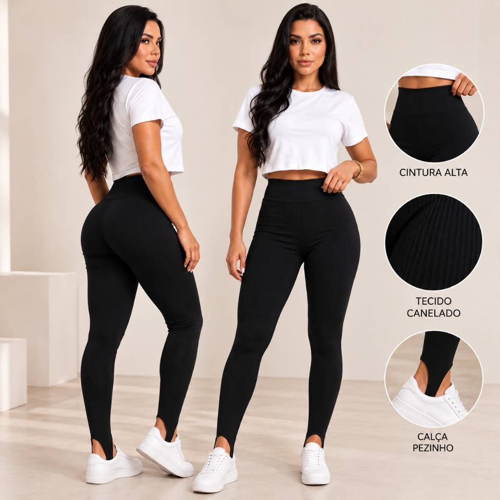 Calça Legging Feminina Pezinho Anarruga Canelado Modeladora Super Confortável Ajuste Perfeito Dia a Dia Inverno