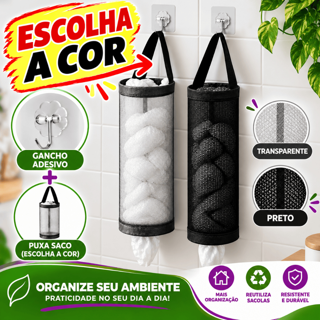 1 a 2 Puxa Saco Porta Sacolas Organizador Cozinha Dispenser Sacola Plástica Lavanderia Parede