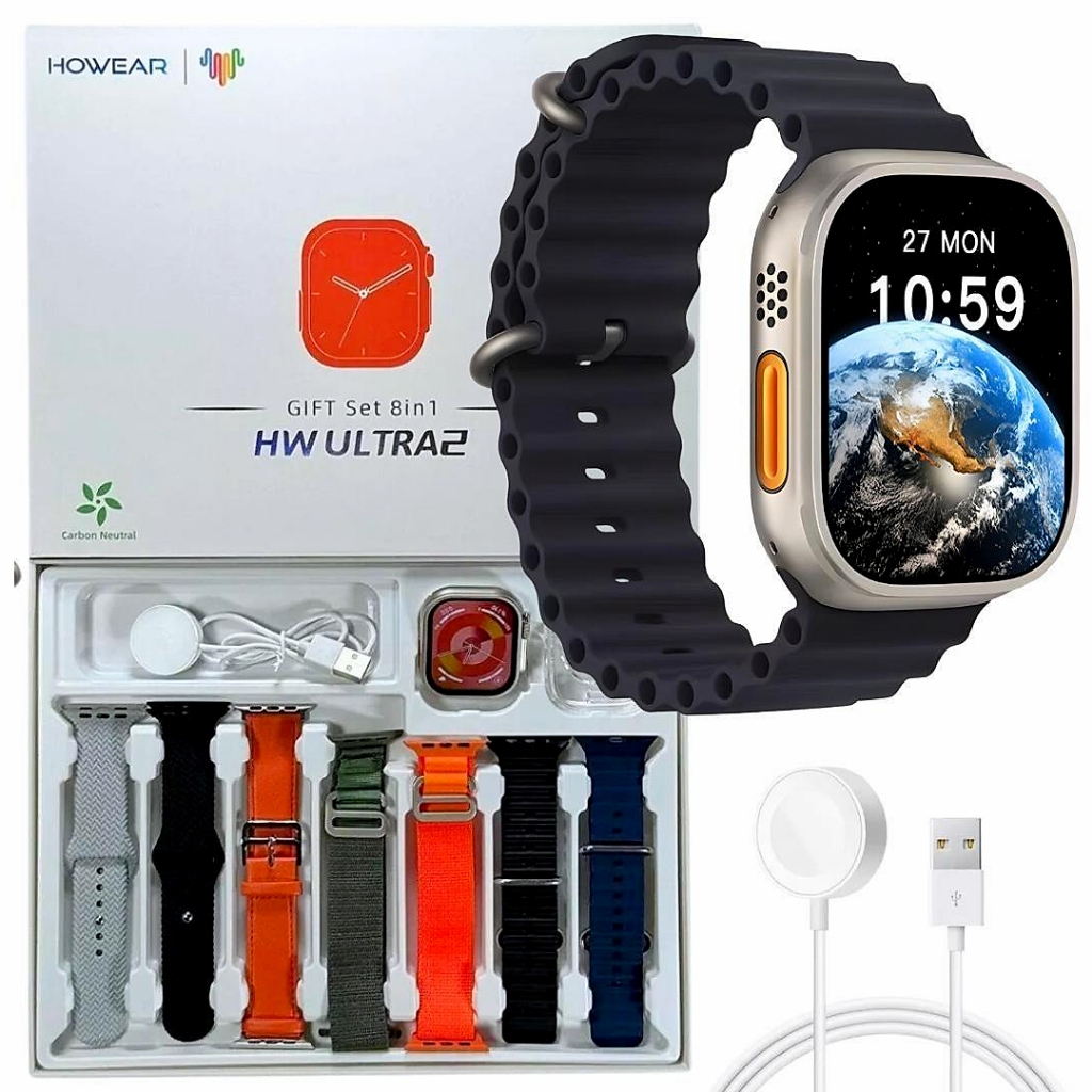 Smartwatch Watch 9 Ultra 2 HW GPS Chat GPT 7 Pulseiras Pelicula Relogio Inteligente Bluetooth Treino