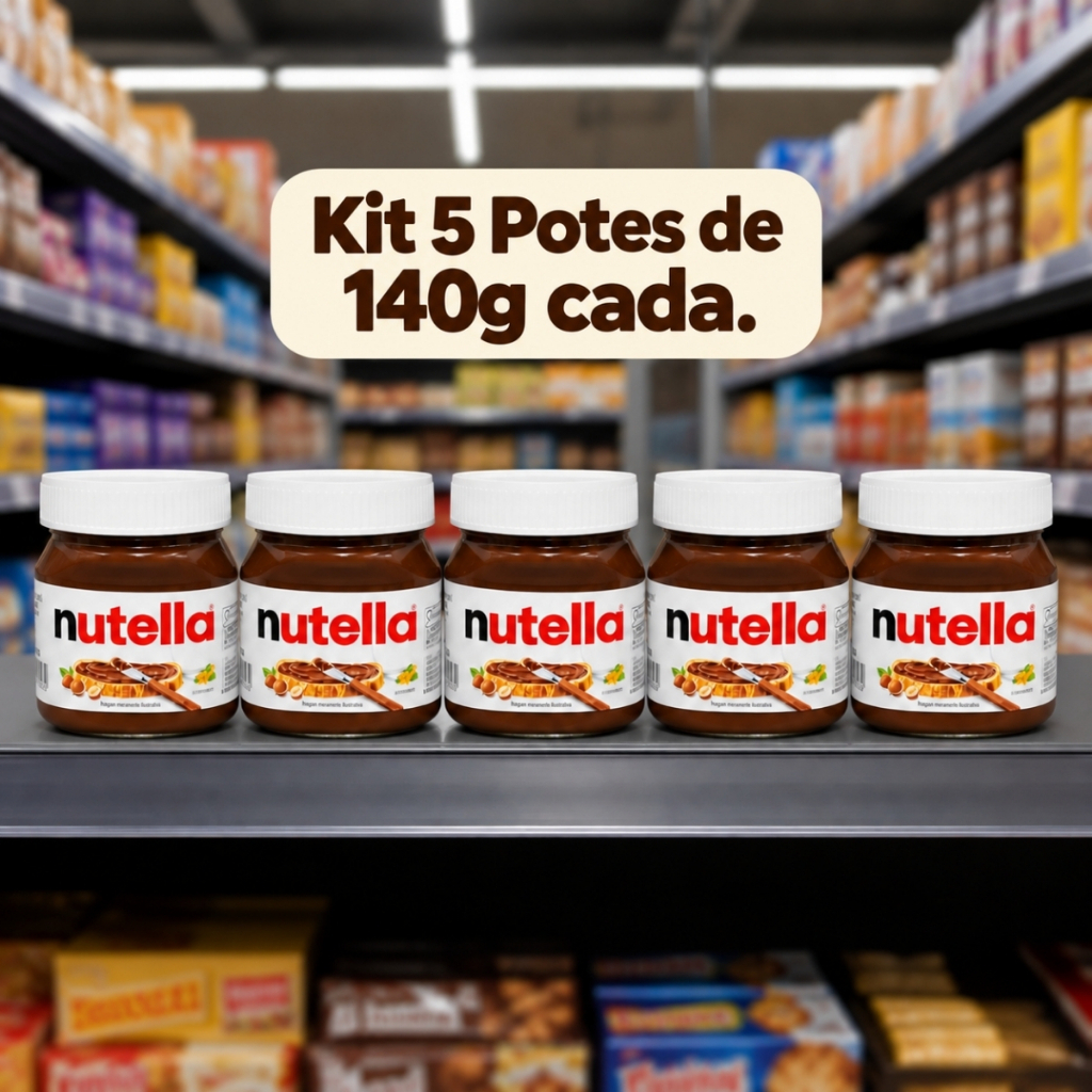 Kit 5 Nutella Creme de Avelã com Cacau Ferrero 140g Original l Produto Lacrado l Envio Imediato — imagem 2 de 2
