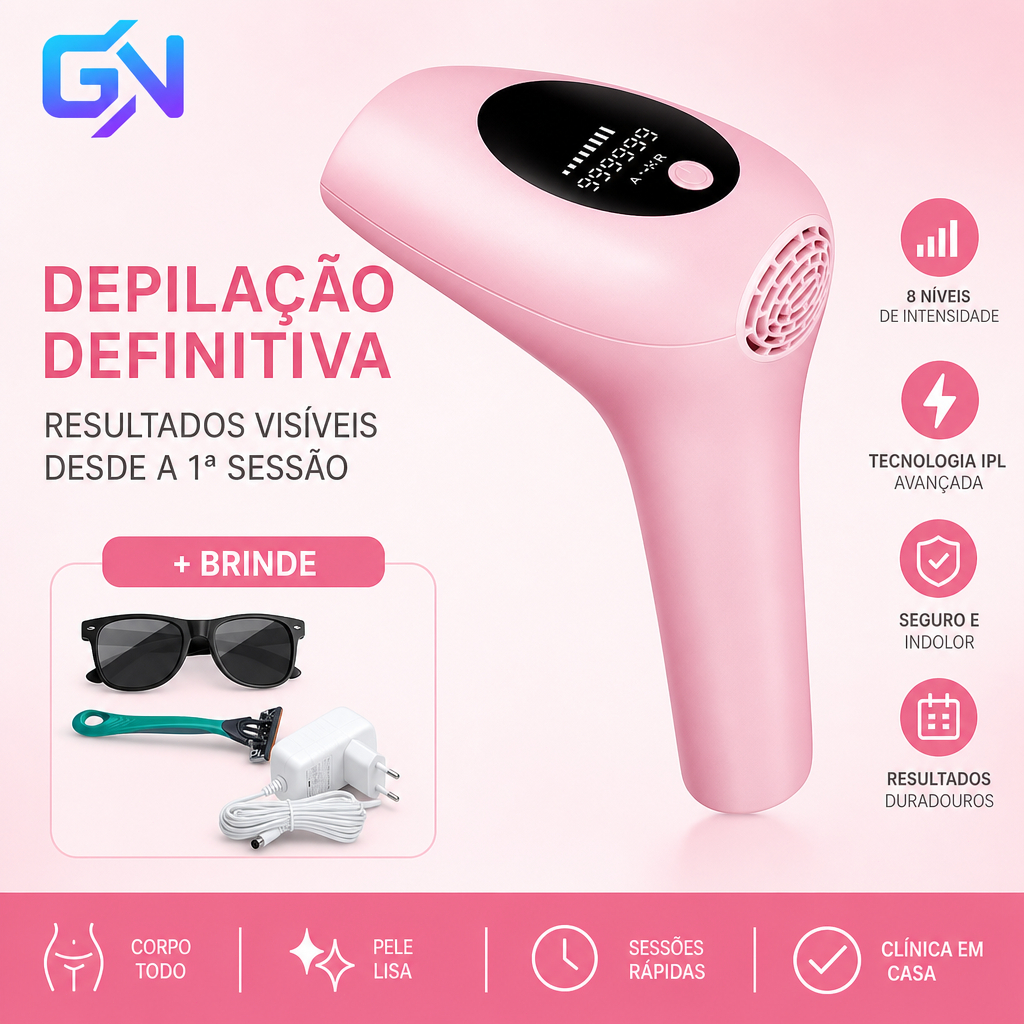 Depilador A Laser 900 Mil Pulsos Portátil Elimina Pelos Indolor Seguro e Eficaz