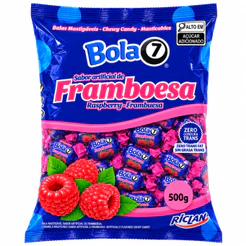 Bala Mastigável Bola 7 Framboesa 500g Riclan Festa Doces