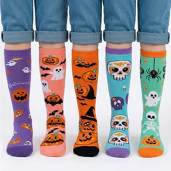 Kit 2 Pares de Meia Maluca Cano Longo 3/4 Escolar Halloween Divertida De Algodão Infantil Juvenil Menina Conforto