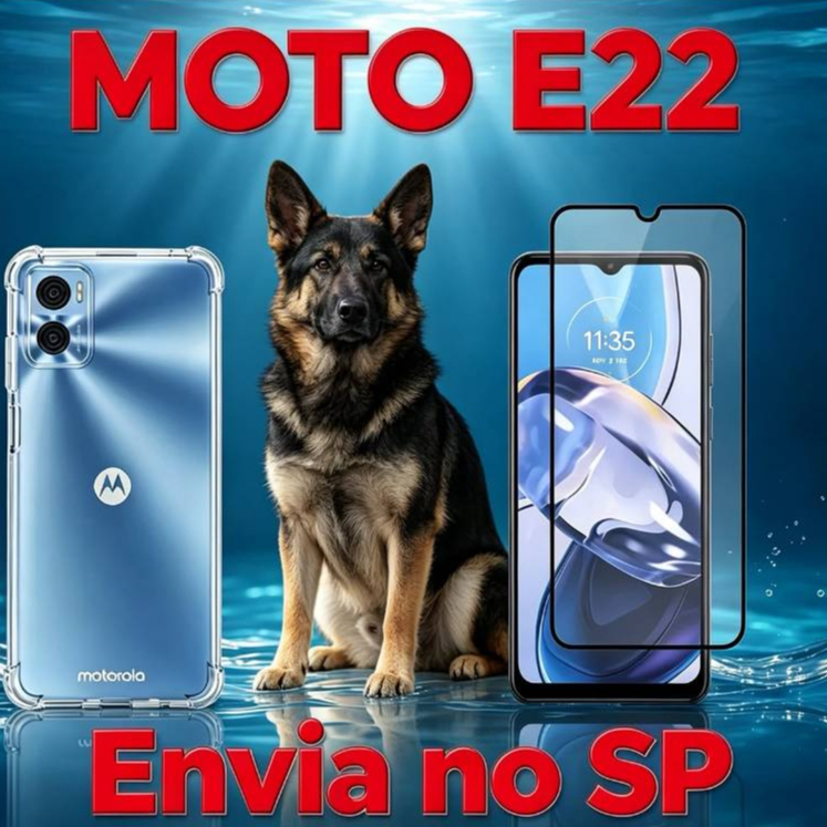 Kit Capa Capinha + Película de Vidro 3D / Moto E22 XT2239 Tela 6.5
