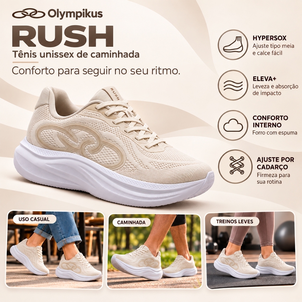 Tênis Masculino de Caminhada Rush Confortável - Olympikus