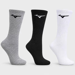 Kit Meia Mizuno Cano Alto Training Pacote com 3 pares - Branco e Preto