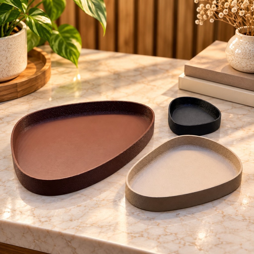 kit 3 Bandejas Orgânicas Organizadoras Decorativas 3D Porta Objetos Centro de Mesa Decoração Moderna para Casa