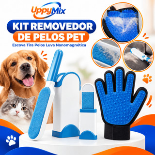 Kit Removedor de Pelos Pet Escova Tira Pelos Luva Nanomagnética