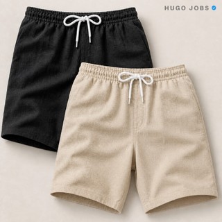 Kit 2 Shorts Linho Masculino Bermuda Mauricinho Praia Verão Casual Confortável Com Bolsos Elástico Cordão Premium