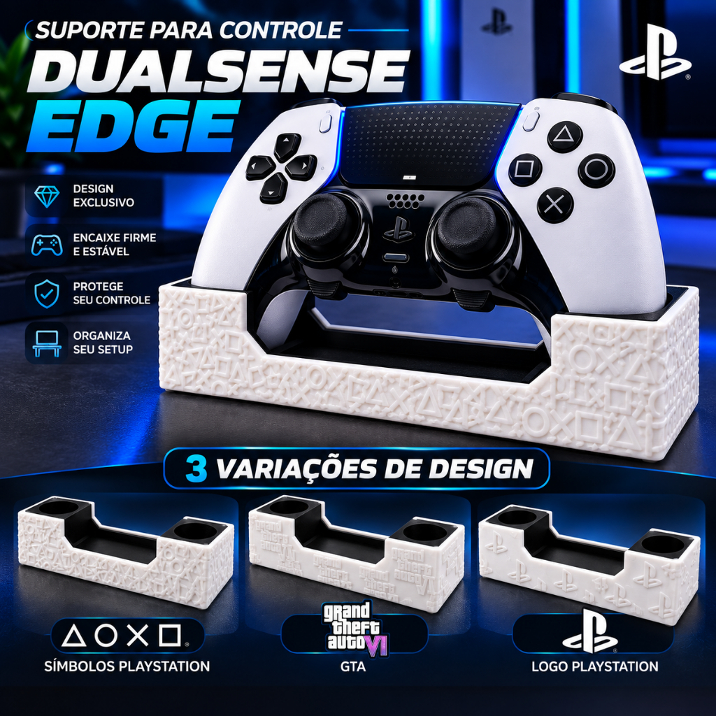 Suporte Setup DUALSENSE & EDGE PS5 Controle Base Gamer Base Anti Impacto Bombox3d