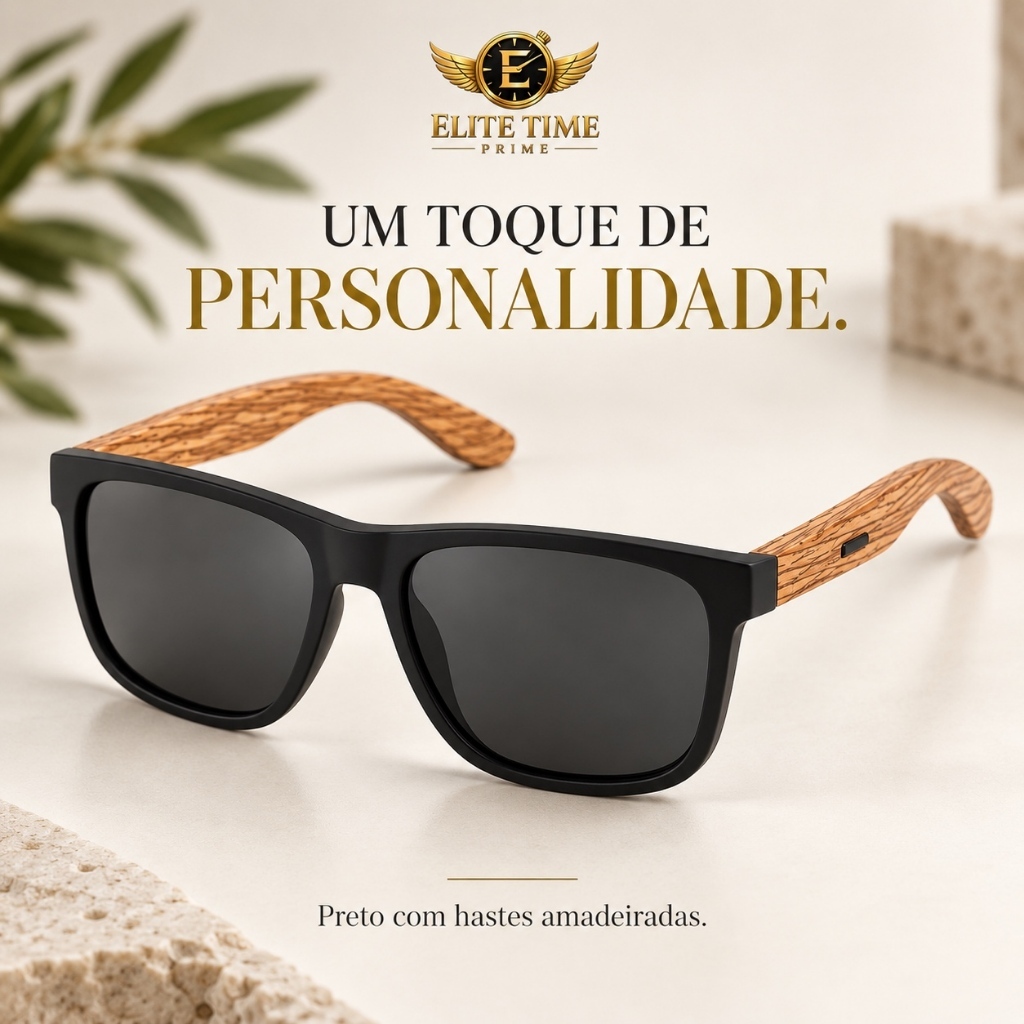 Óculos de Sol Retrô Vintage Hastes de Bambu Madeira Unissex Feminino Masculino UV400 Quadrado Praia Verão Moda