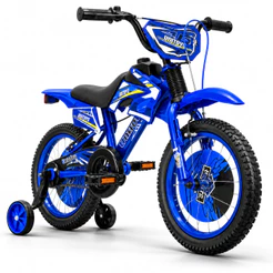 Bicicleta Cross Unitoys Moto Cross Aro 16 com Freios V-Brakes e Rodinhas Laterais de Apoio