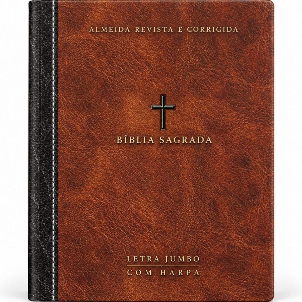 Bíblia Sagrada | Letra Jumbo | ARC com Harpa | Palavras de Jesus em Vermelho | Cruz Marrom