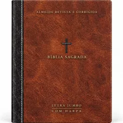 Bíblia Sagrada | Letra Jumbo | ARC com Harpa | Palavras de Jesus em Vermelho | Cruz Marrom