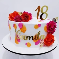 Topo de bolo Flores Personalizado.