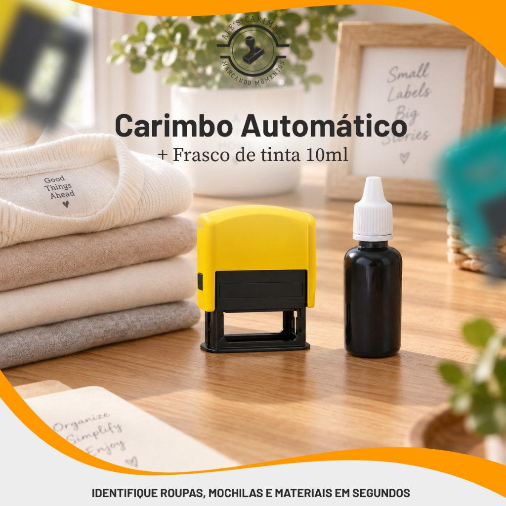 Carimbo automático com tinta para tecido
