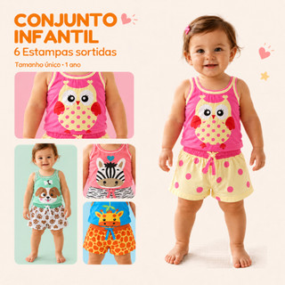Pijama de Bichinho Infantil Menina Bebê 1 Ano Conjunto Sortido