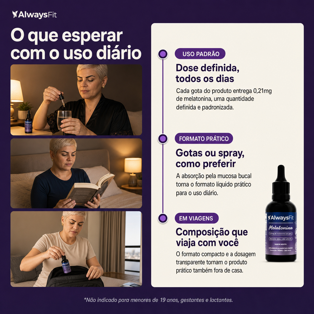 Kit 3x Melatonina AlwaysFit | Gotas Sabor Menta | 90 ml — imagem 2 de 2