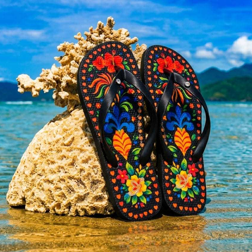 Chinelo Feminino Florêcy Estampado Antiderrapante Leve e Confortável para Praia e Dia a Dia