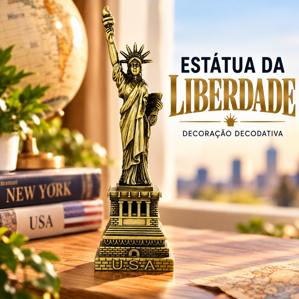 Enfeite Estátua Da Liberdade Metal Decorativa Para Casa Estante