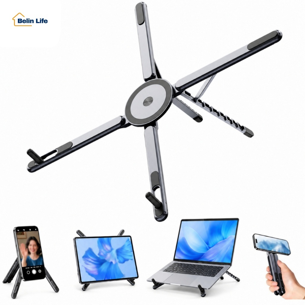 Suporte para Notebook Celular e Tablet Multifuncional Magnético Dobrável com 8 Posições OR-SP263