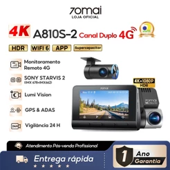 Câmera Veicular 70mai A810s 4k Sony STARVIS 2 lMX678 Hdr Com 4g Gps Adas Supercapacitor 24H Al ROI