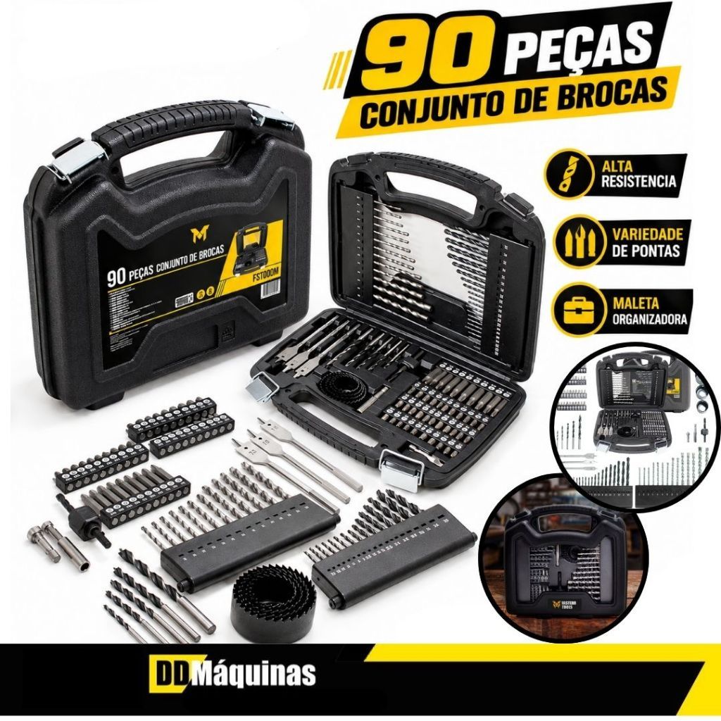 Jogo de Brocas Com 90 Peças em Titanio + Maleta Multiuso - Fasterr