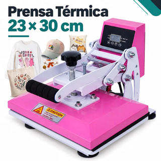 Prensa Térmica Sublimadora Plana Camiseta 23x30cm Rosa e Branco 110V/220V Mecolour