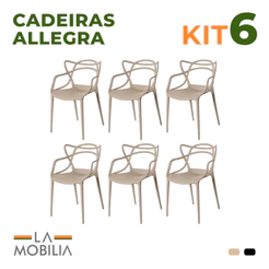 Kit 6 Cadeiras Allegra Polipropileno Cozinha Sala de Jantar Varanda Jardim Empilhável