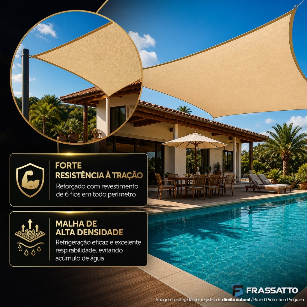 Lona Tela Toldo Sombrite 90% Shade 2x2 3x2 3x3 4x3 4x4 5x2 5x3 5x4 5x5 6x2 6x3 7x4 Areia Palha · foto 2
