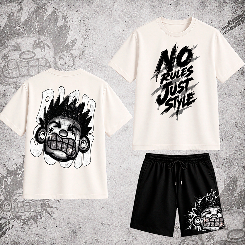 Conjunto Masculino Streetwear Camiseta 100% Algodão Estampada Oversized e Short Bermuda Casual Moda Urbana Estilo Gringo