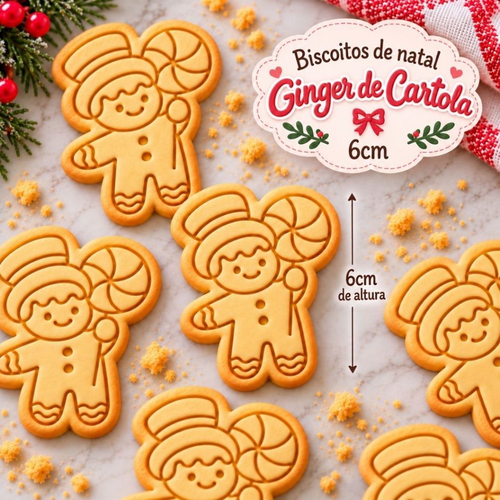 Cortador + Carimbo Para Biscoito Confeitaria Natal Ginger de Cartola