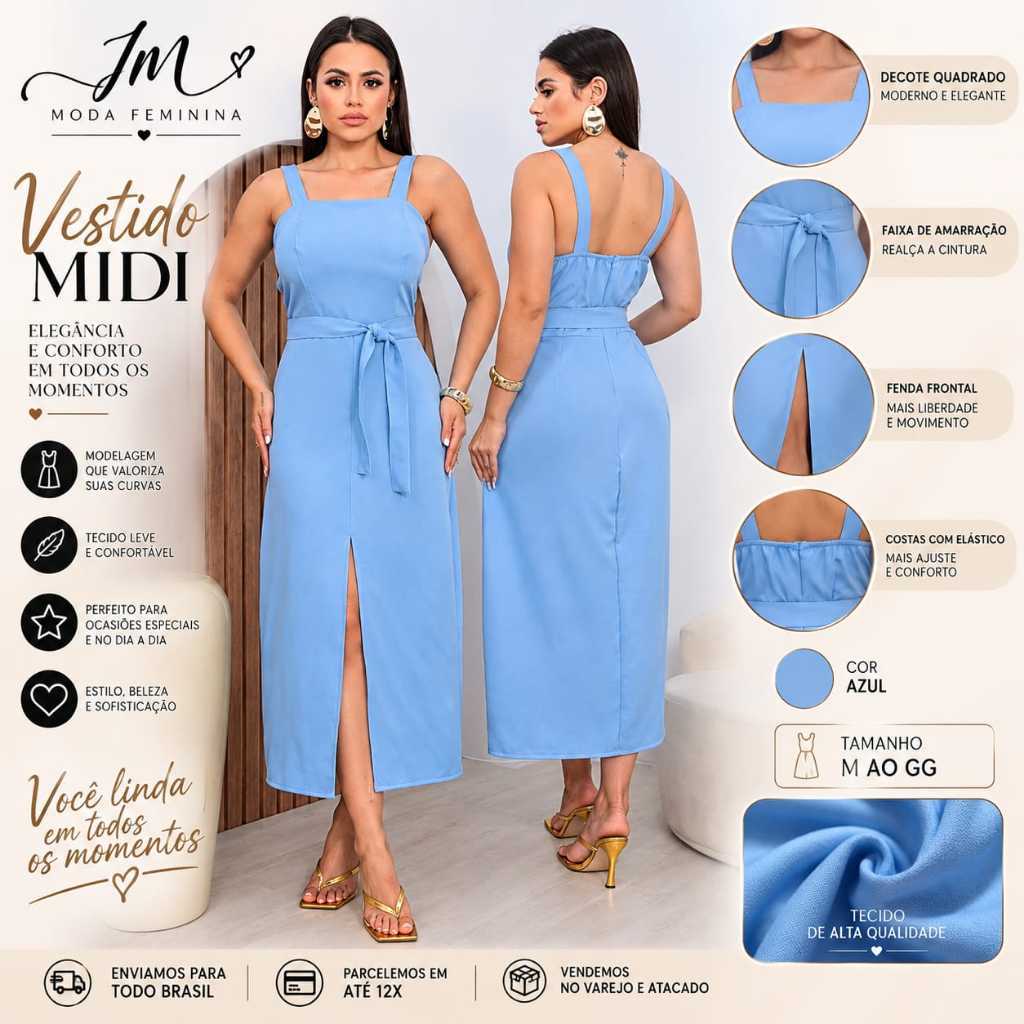 Vestido midi Feminino Para mulher elegante para Festa Casamento, Moda Casual Blusa Feminina Vestido Longo