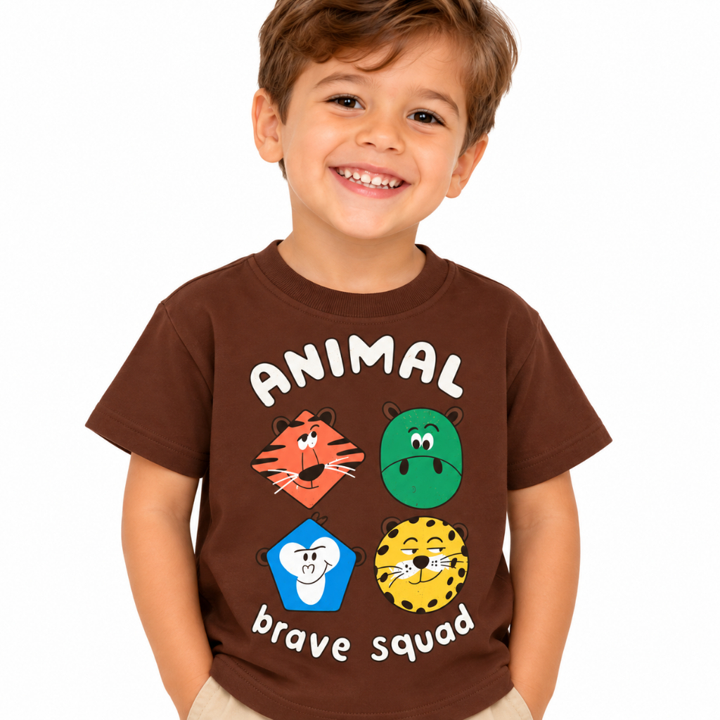 Camiseta Infantil 100%algodão Estampada Animais Coloridos Algodão