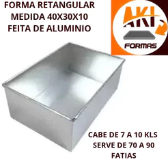 FORMA RETANGULAR 40X30X10 ALTA DE ALUMINIO ALTA TEMPERATURA PARA BOLO COM NOTA FISCAL (5) (( CAIXA 5 ))