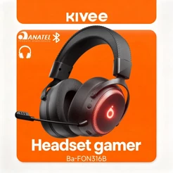 Kivee X Basike Headset Gamer Sem Fio Bluetooth com Microfone e Adaptador 2.4G Original FON316A