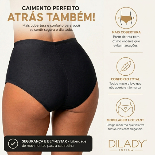 Calcinha Feminina Classic Cintura Alta Calcinha Confortável Ajuste Anatômico Poliamida Dilady · foto 2