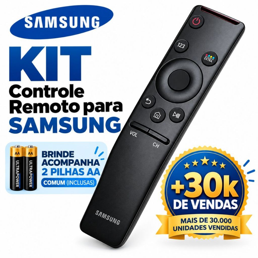 Controle Remoto Compatível Com Samsung Smart TV + 2 Pilhas