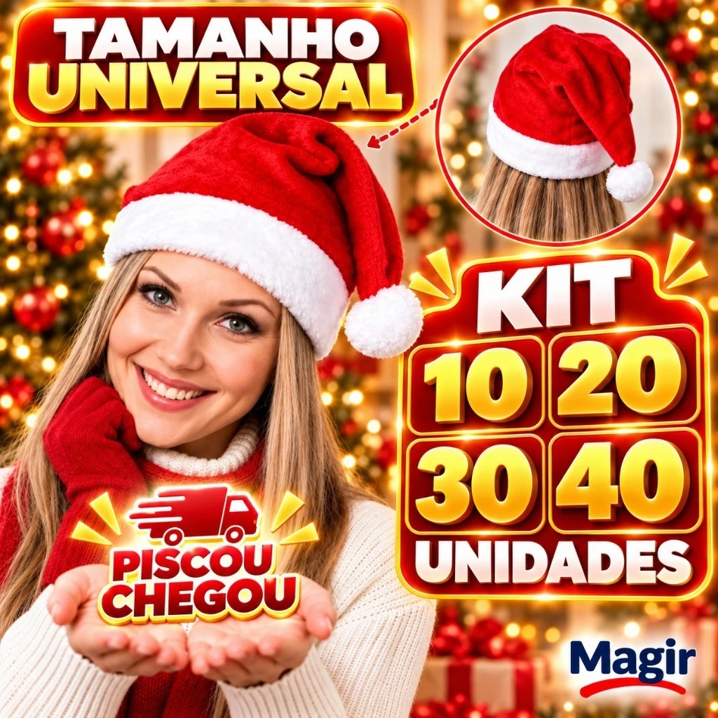 Gorro de Natal Papai Noel Luxo Decoração Árvore Enfeite Personalizado Premium Ideal Para Festas e Fotos