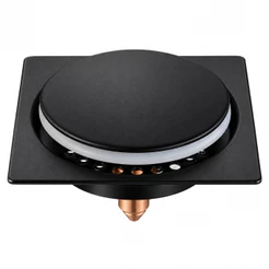 Ralo Inteligente para Piso 10 cm X 10 cm Sistema Click Abre e Fecha Preto Aço Inox