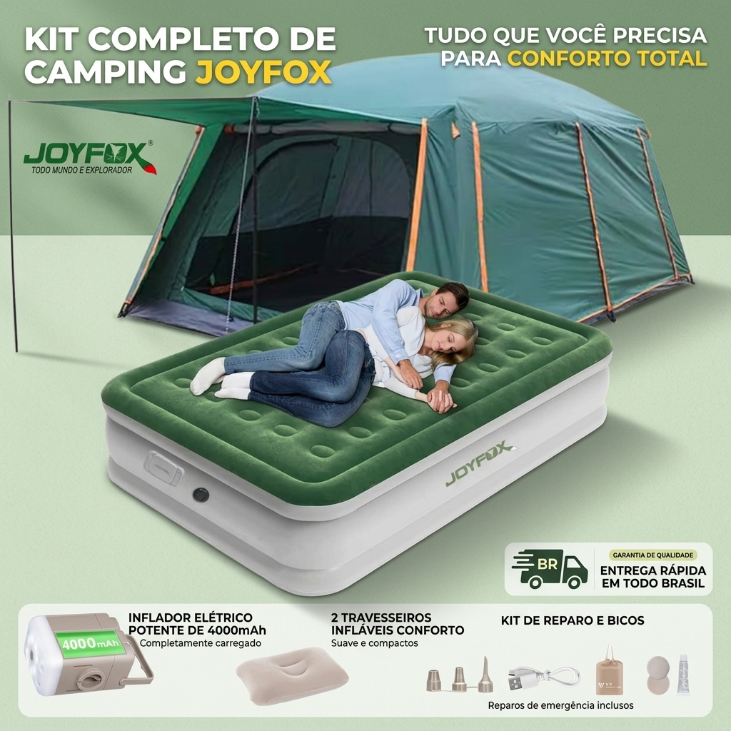 Barraca de Camping Grande com Varanda Impermeável Espaçosa e Respirável com Colchão Inflável