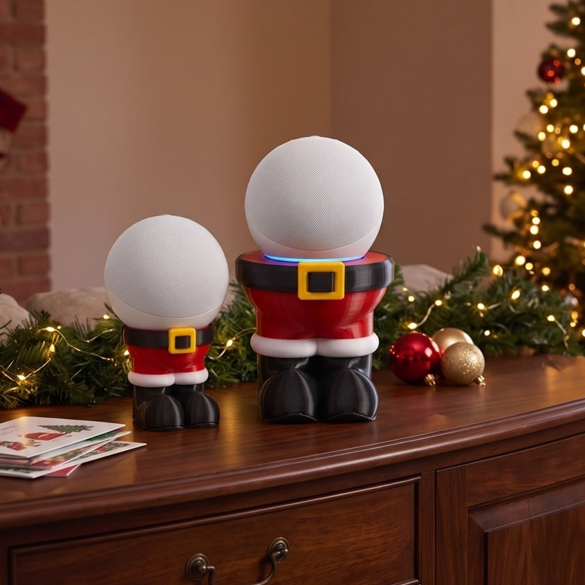 Suporte Alexa Echo Dot 4ª e 5ª Geração Papai Noel Natal Decoração Presente