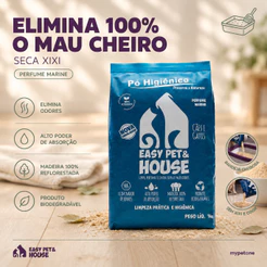Pó Higiênico 1kg Marine Seca Xixi Eliminador de Odores Cães e Gatos EasyPet Limpeza Fácil com Ação Bactericida